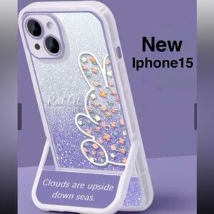 New Silicone Bumper iPhone 15 Transparent Protection Back Cover with stand⭐️⭐️⭐️